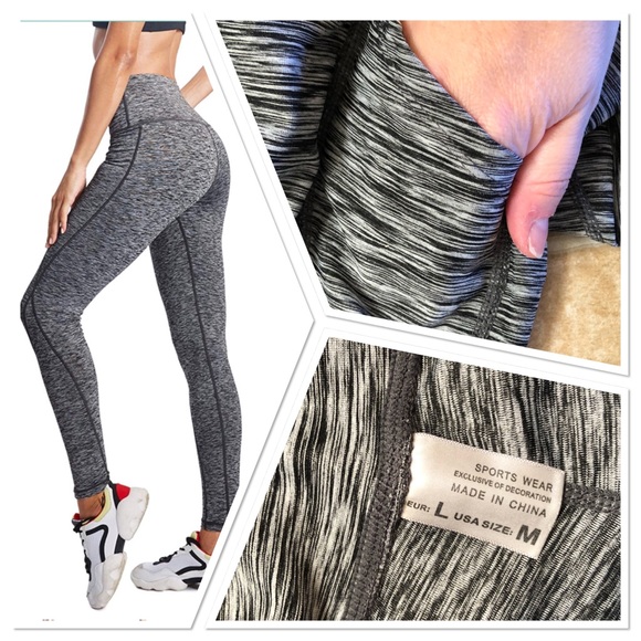Pants - NWOT High Waisted Black Heathered Workout Leggings